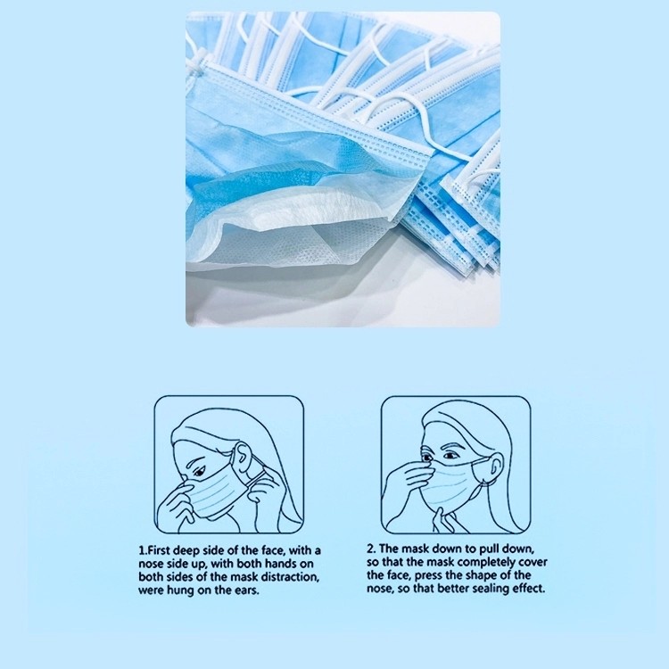 One Time Non Woven 3 Ply Face Mask With Hidden Adjustable Nose Clip