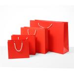 Different sizes pure red your logo printed cotton rope handel clothes paper bag