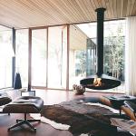 Black 800mm Suspended Wood Fireplace For Party