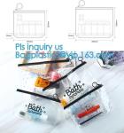 zipper slider swimwear packaging bags, pvc pouch glitter clear plastic vinly k
