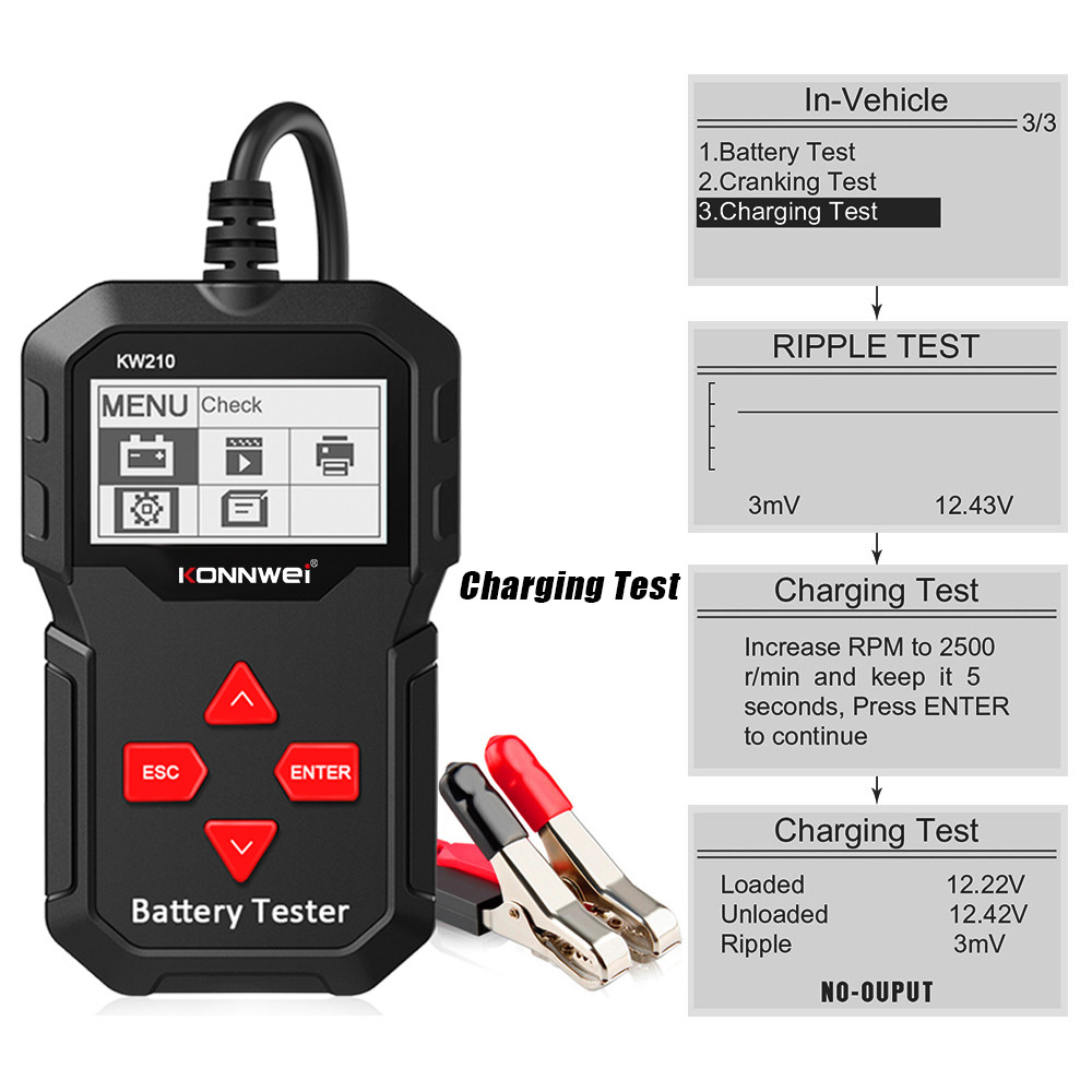 Multi Functional Car Battery Tester Scanner Support Printing For All 12V Vehicles