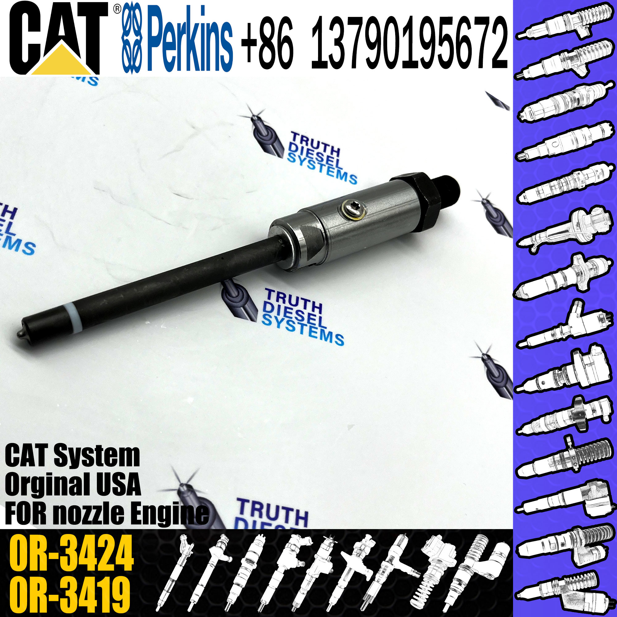 Diesel Fuel Injector CA7W7032 7W-7032 7W7032 0R-1747 0R-3424 0R3424 0R1747 For Caterpillar