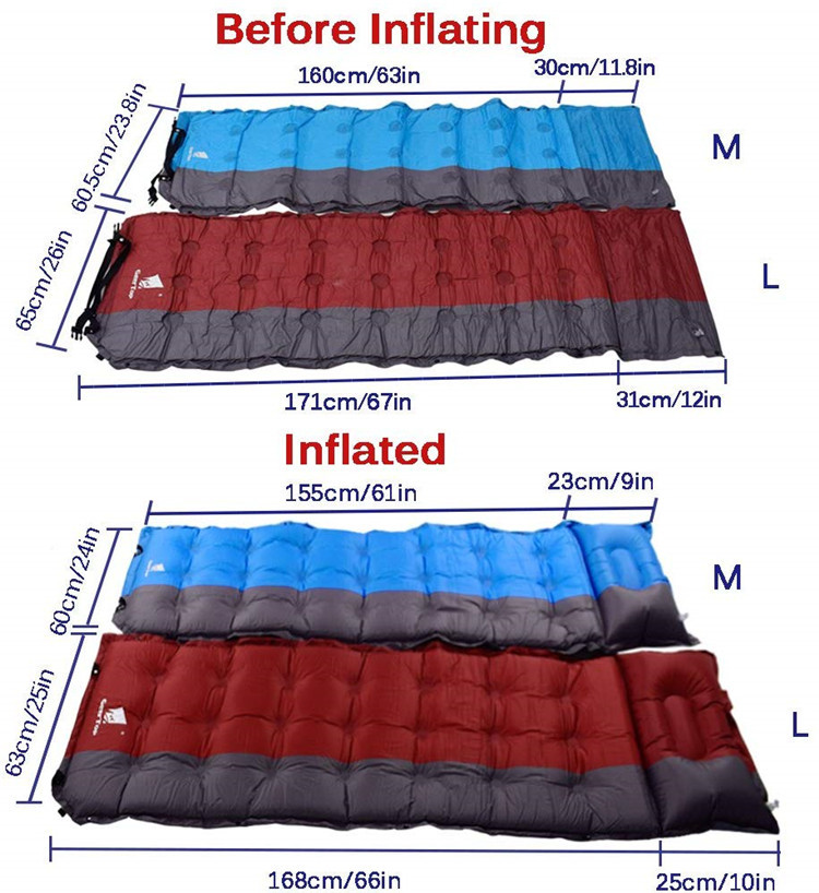 0.35kg Travel Honeycomb Self Inflating Camping Mattress