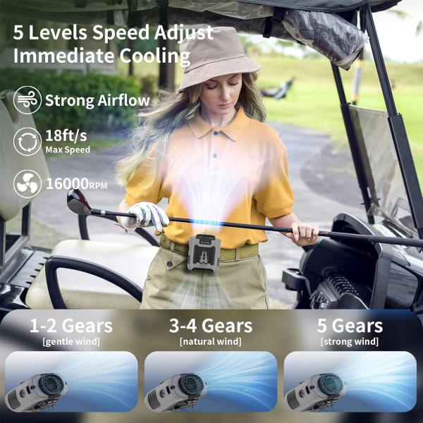 Indoor And Outdoor Clip Waist Fan With SOS LED Light And USB Emergency Power