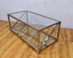 Polished Silver Stainless Steel Frame Tempered glass top Coffee table