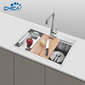 Wholesale Handmade House Kitchen Sinks Single Bowl SUS304 Stainless Steel Kitchen Sinks With Faucet from china suppliers