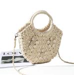 Corn Skin Woven Crochet Hand Bag , Woven Beach Bag Shell Flower Decorative ODM