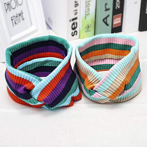 Xl Elastic Hair Band For Ladies Women Rainbow Stripe Sports Fresh Hair
