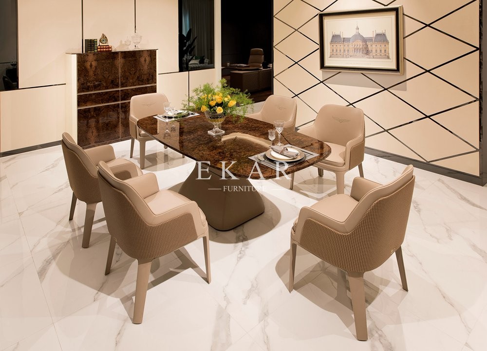 Modern Deluxe Dining Set Royal High Gloss 6 Seater Dining Table Set W001D1E