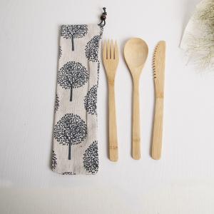 Wholesale Bamboo Reusable Wooden Utensils Traditional Knife Fork Spoon Chopsticks Set from china suppliers
