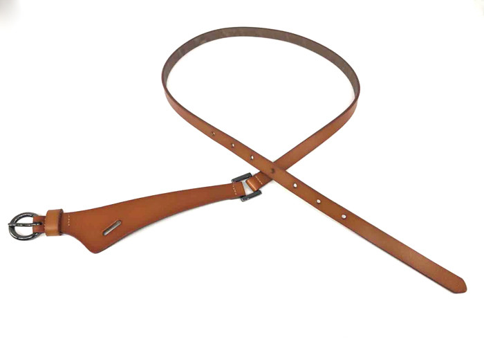 Brown Slim 13mm Womens Genuine Leather Belt For Dress