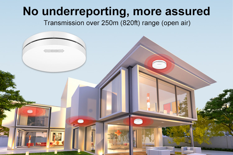 10-Year Lithium Battery Interlinked Smoke Alarm Sensor Battery Powered Fire Detector