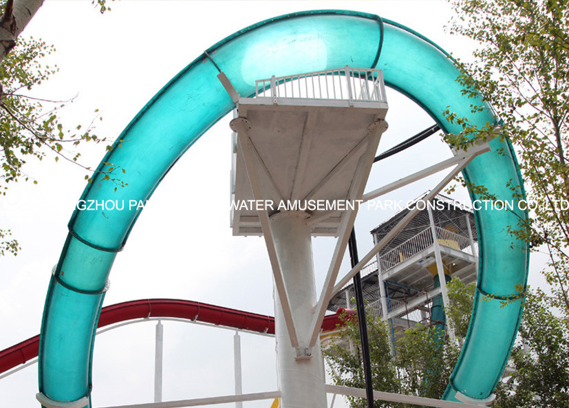 Aqua Park Fiberglass Water Slides , Aqua Loop Body Fiberglass Slides For Pools
