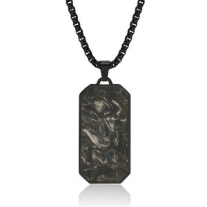 Wholesale Black Men's Forged Carbon Fiber Pendant Chain Necklace Jewelry Accesories from china suppliers