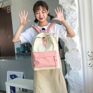 Wholesale Japanese girls' academic style, mori literature and art backpack, simple canvas bag, leisure travel backpack from china suppliers