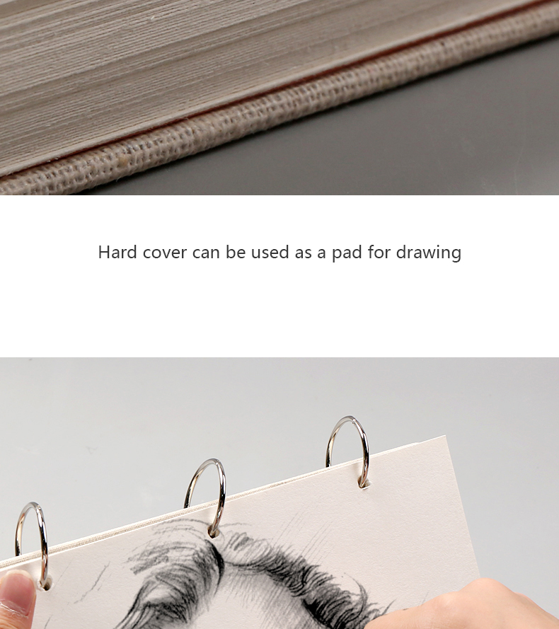 Retro Spiral Sketchbook Linen Hardcover 120 Pages 160 Gsm Refillable Notebook For Art Drawing