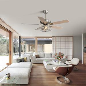 Wholesale Brushed Nickel 2000LM Five Metal Blade Ceiling Fan With Light 65W from china suppliers