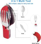 Stainless Steel Folding Knife Spoon Fork, Camping Utensils Set Foldable Travel