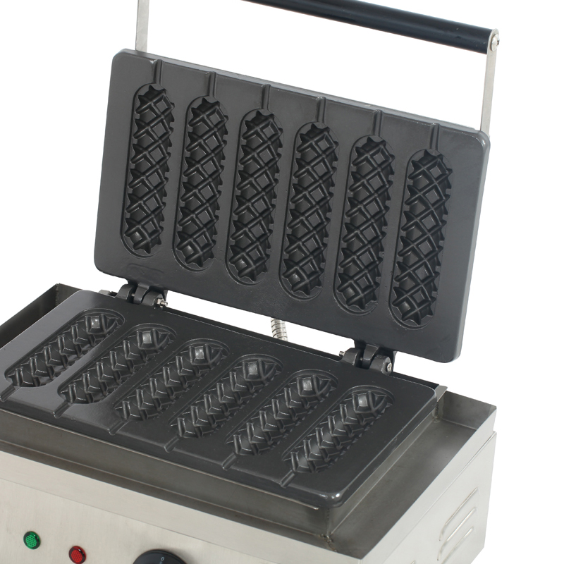 Baking Waffle Cake Bread Custom Commercial Electric Corn Hot Dog Waffle Maker with 6 Sticks 400x264x230mm