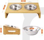 Anti Slipping Elevated Bamboo SS304 Bowl Pet Feeder Stand