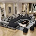 Crushed Velvet Fabric Custom Sofa Bed Leather Border Living Room