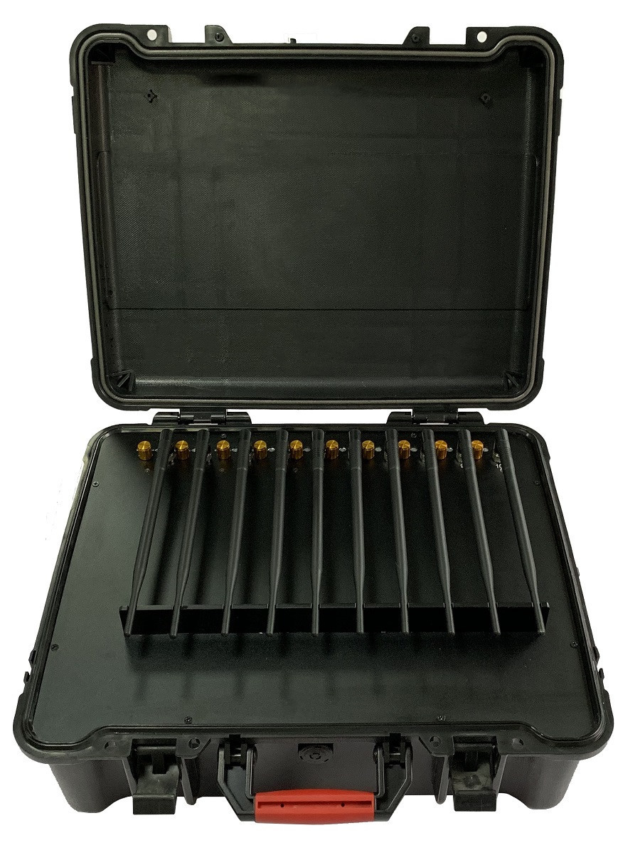 10 Bands Portable Mobile Signal Jammer 40 Meters Radius Adjustable Channels
