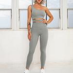 Recycled Nylon Yoga Set Clothes Eco - Friendly Sexy Diagonal Shoulder Bra Women