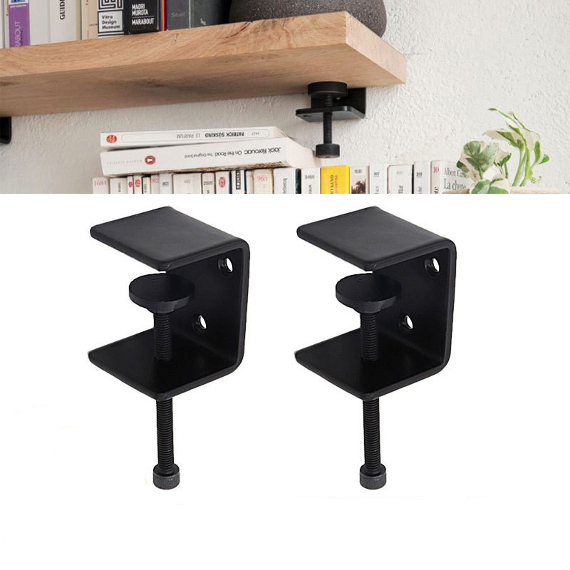 Triangle Bracket Wall Mount Steel C-clamp for Wooden Bookshelf Adjustable Shelf Support