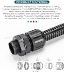 IP68 Plastic Straight Connectors, Adjustable Nylon 6 Cable Glands Waterproof