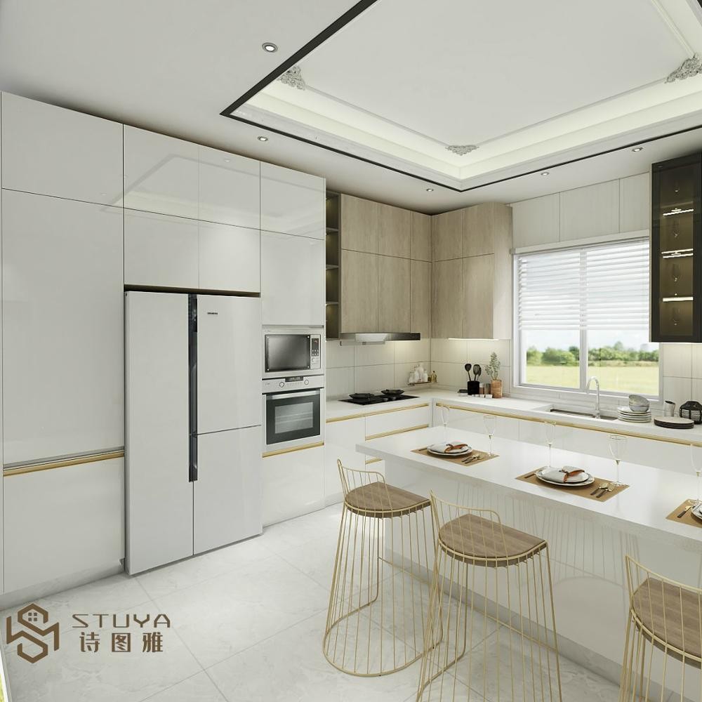 Villa Kitchen Cabinet with nuomi drawer and marble top Magic corner basket cabinets furniture