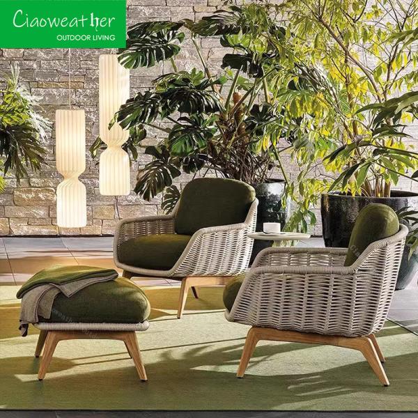 Modern Outdoor Furniture Luxury Lounge Sofa Woven Rope Furniture With Cushion