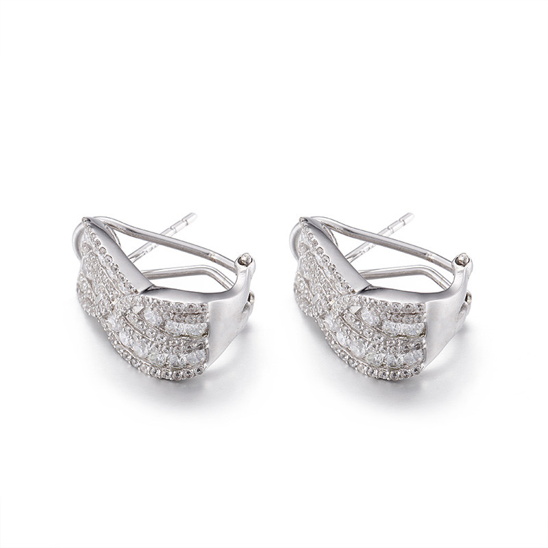 White 925 Silver CZ Earrings 1.69g 7mm Cubic Zirconia Stud Earrings