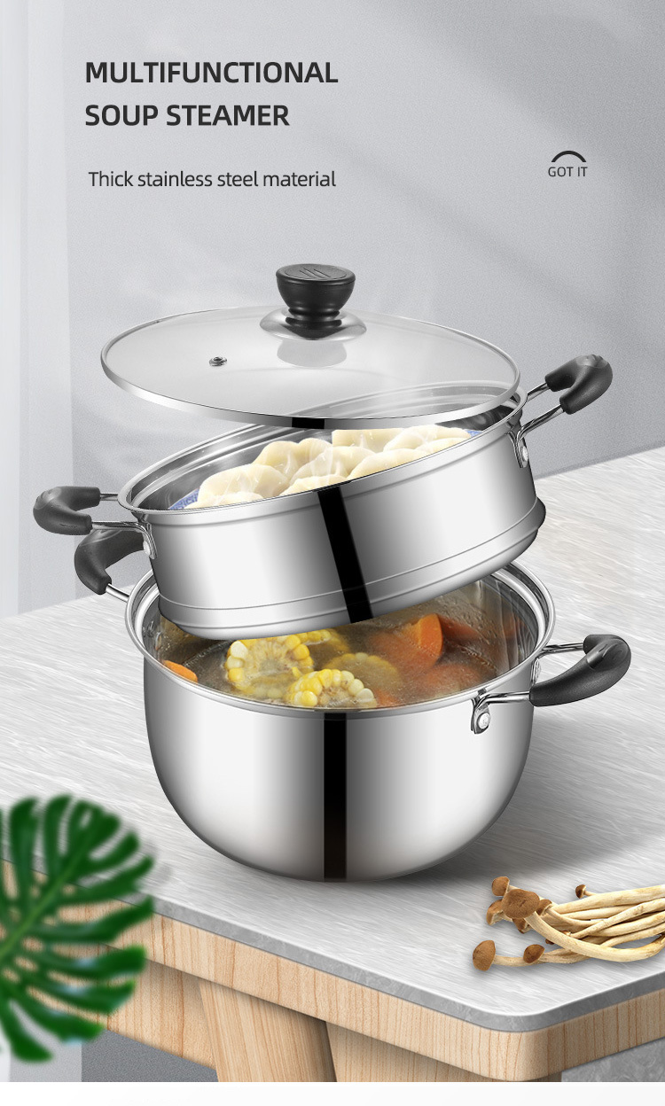 Wholesale TOP Seller Cookware Silver Cooker Soup Pots Round Steamer Cooker Steam Cooking Pot For Kitchen