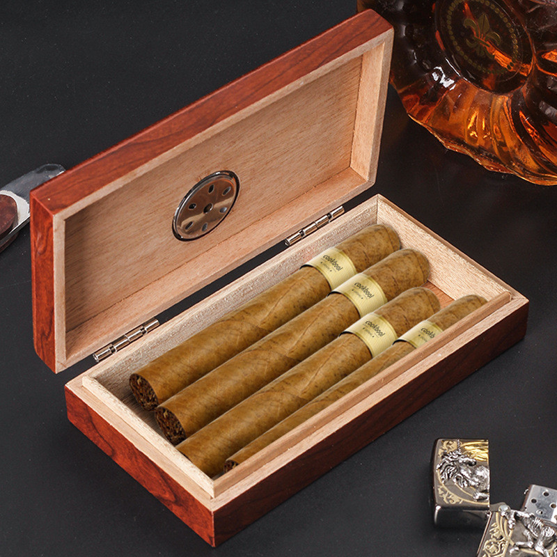 Rectangular Humidity Control Varnish Cigar Packaging Rigid Boxes With Customization Available