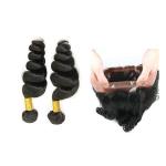 8A Grade Custom 360 Lace Frontal 2 Bundles Loose Tight Unprocessed Virgin Hair