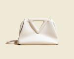 Cowhide Ladies Clutch Bags Inverted Triangle Clip Frame