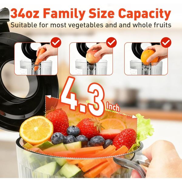 Cold Press Juicer Masticating Juicer Cold Press System Large Chute For Fruit Vegetable