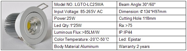 COB 25W Led Ceiling Light