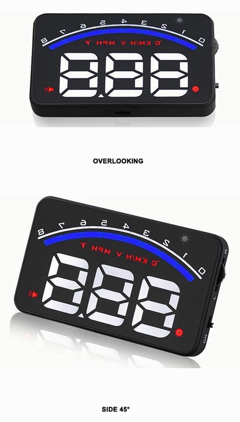 Ouchuangbo Car Head Up Display 3.5 inch Windscreen Projector OBD2 EUOBD Driving Data Display Speed RPM Water
