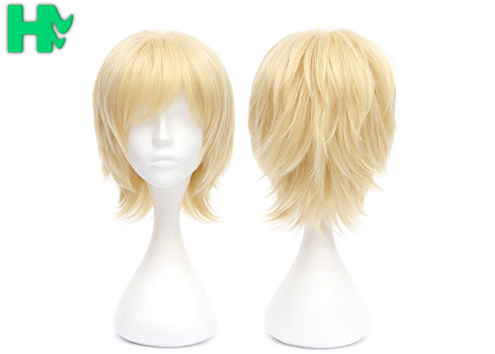 Male White Cosplay Wig , Short Human Hair Cosplay Wigs Customized