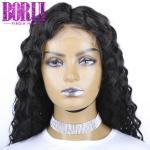 Handmade Indian Curly Human Hair Lace Closure Wig Water Wave Pre-plucked
