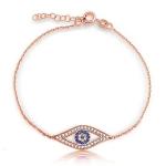 Wholesale 925 Sterling Silver Rose Gold Plated Eye Tanzanite Bracelet