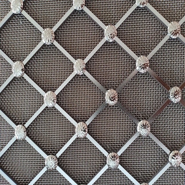 Opening Area 49% Stainless Steel Woven Wire Mesh Grille For Cabinet Decoration