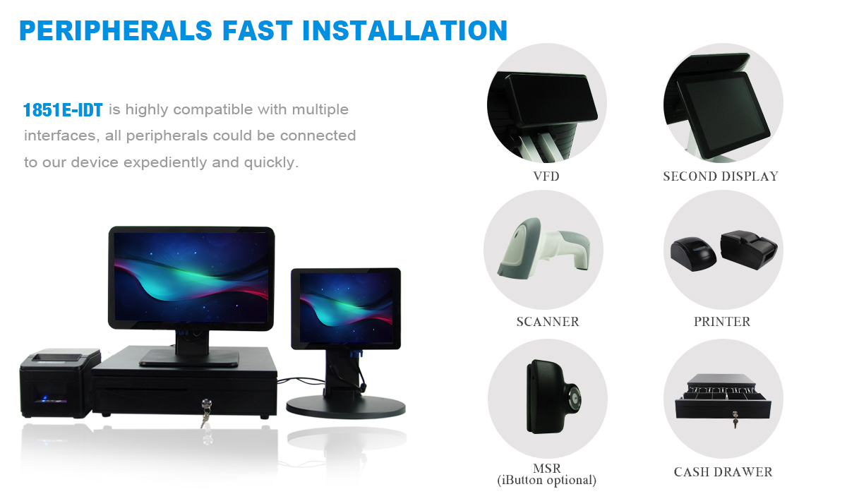 18.5 Inch PCAP Touch Screen Point Of Sale Machine All In One POS Pc
