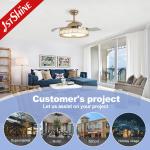 Retractable Ceiling Fan With Rgb Light Music Player Dc Motor 6 Speed Remote
