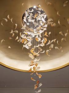 Wholesale Villa Duplex Staircase Living Room Creative Custom Chandelier Glass Petal Pendant Art Lamp from china suppliers