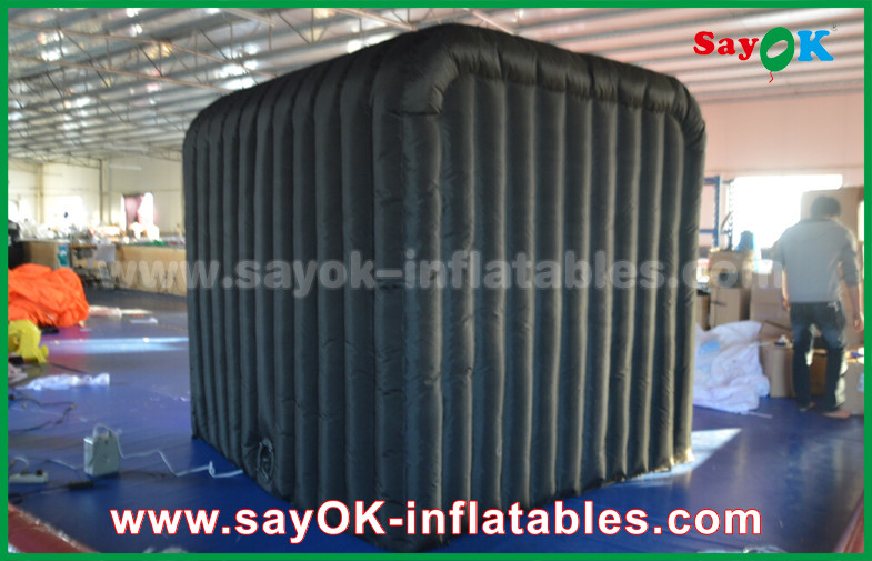 Advertising Booth Displays Black Two Doors Customize Inflatable Event Photo Booth With Rgb Led Lighting