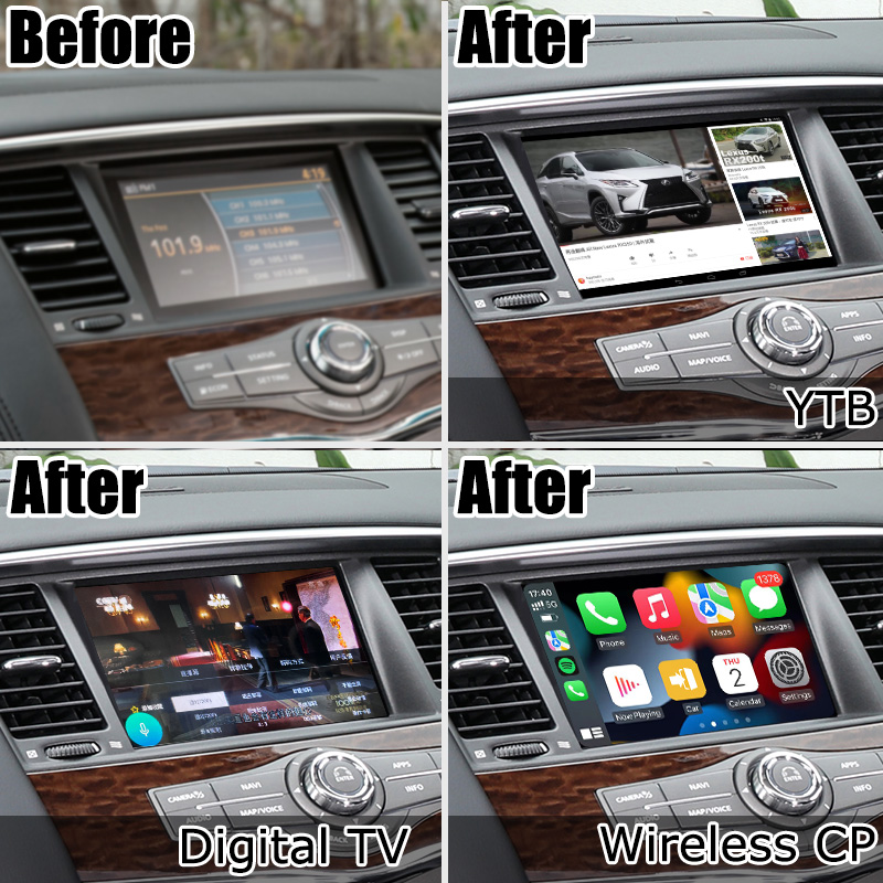 Nissan Patrol Y62 2010-2016 touch screen upgrade with android auto carplay youtube video interface