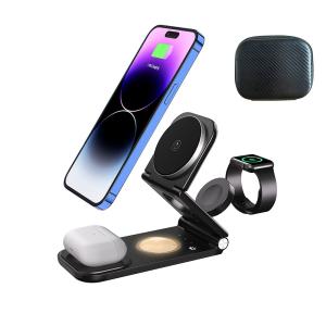 Wholesale Desktop 3 In 1 Wireless Charger Stand Magnetic Suction 15W Wireless Charger For Mobile Phone from china suppliers