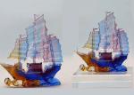 Office Desk Decoration Colored Glaze Crafts , Chinese Style Sailing Boat